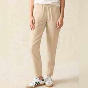 Faherty Arlie Tapered Leg Linen Blend Pull-On Pant Small Slim Fit Safari Tan